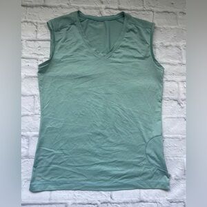 Alo Size XL Sleeveless Shirt Workout Top Blue Teal Womens Polyester Blend